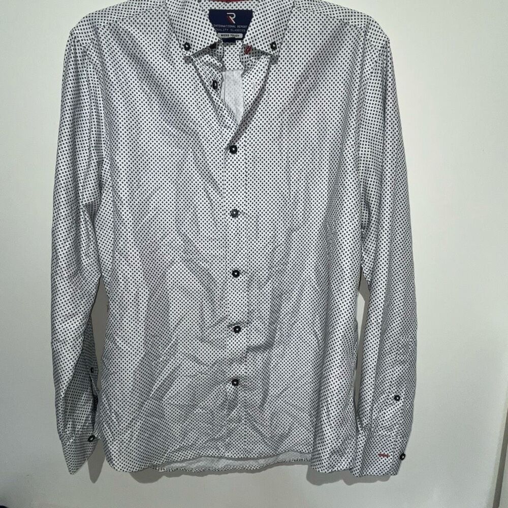 International‎ Report Mens Micro Touch Geometric Dot Button Down Shirt M